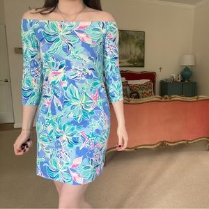 Lilly Pulitzer Off-the-Shoulder Boat Neck Printed mini dress